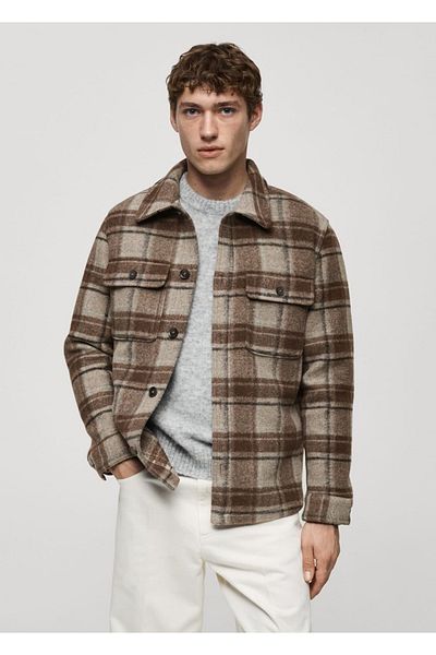 MANGO Man Checkered Flannel Shirt Jacket