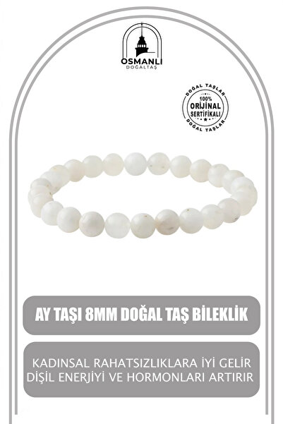 OSMANLI DOĞAL TAŞ Ay Taşı 8mm Doğal Taş Bileklik