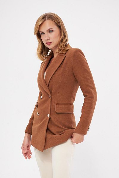 LOVELF Μπουφάν Tweed με διπλό στήθος με ασημί κουμπί
