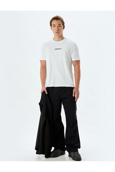 Koton T-shirt Crew Neck Slogan Cotton