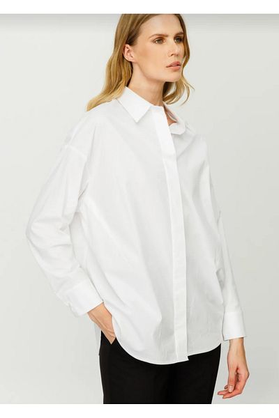 KAROL Women's Cotton Oversized Shirt with Pats Front