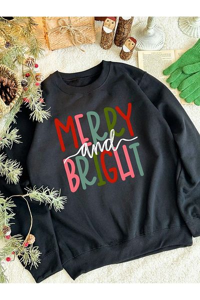 Pink Sky Unisex Oversize Sweatshirt - Christmas Merry and Bright 1 Hoodie