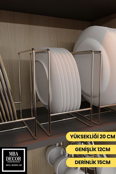 mba decor metal bending art Silver Metal Plate Organizer - Stainless Ergonomic In-Cabinet Kitchen Organizer