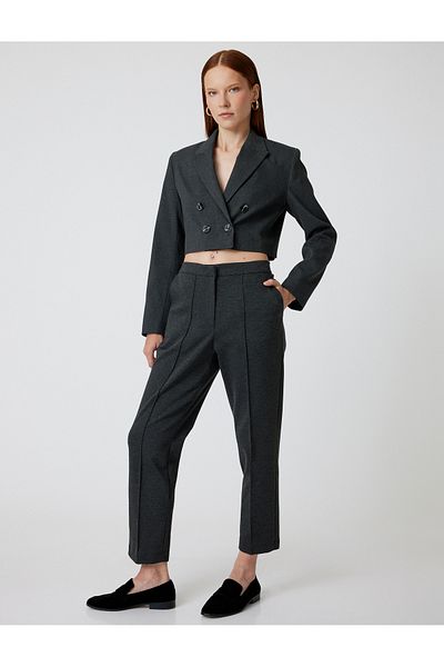 Koton Ribbed Pocket Standard Waist Carrot Cut Trousers