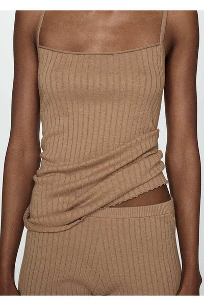 MANGO Woman Strick-T-Shirt mit Trägern