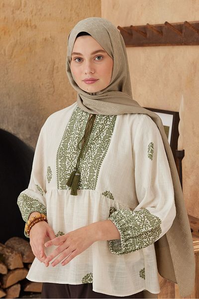 Modakaşmir Σάλι με μοτίβο ροής σειράς Silky Jacquard