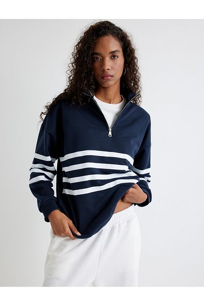 Koton Navy Blue Women's Sweatshirt - 5Wak10095Ek