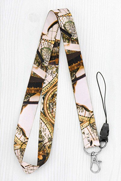 Apptakı Pusula Dünya Haritası Atlası Yaka Kartı Boyun Askı İpi Telefon Askı İ...