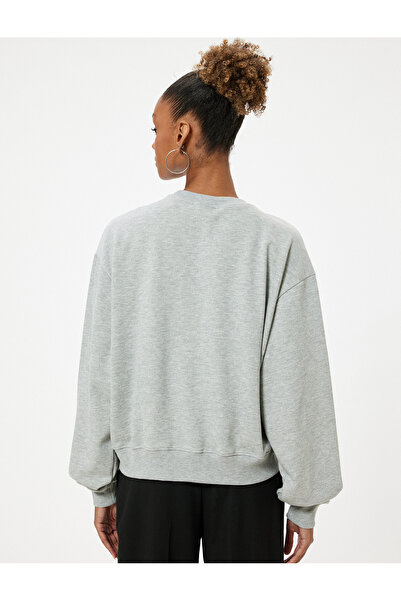 Koton Hanorac oversize cu guler rotund - brodat cu ursuleț, slogan, panglică