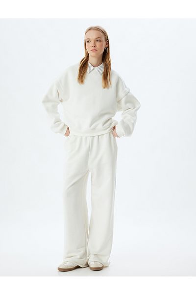 Koton Long Sleeve Oversize Sweatshirt - Crew Neck, Stitching Detail
