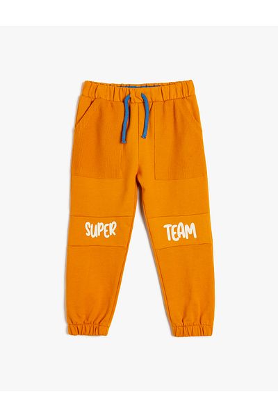 Koton Cotton Jogger Sweatpants - Tie Waist and Slogan Printed