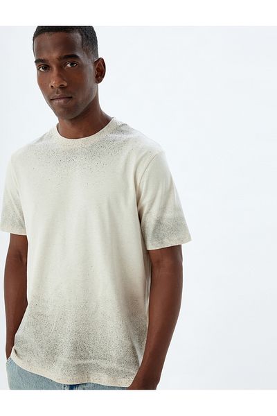 Koton Βαμβακερό κοντό μανίκι - T-shirt με στάμπα με λαιμόκοψη
