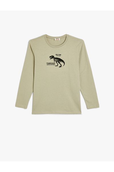 Koton Tricou cu mânecă lungă din bumbac cu decolteu