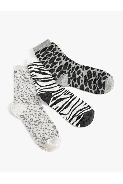 Koton Комплект чорапи с шарка на зебра от 3 части