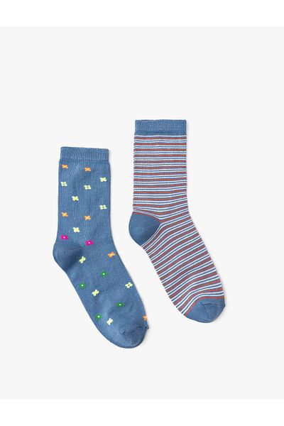 Koton Set de 2 șosete cu dungi - Multicolor