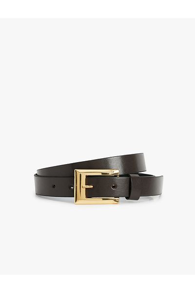Koton Leather Look Thin Belt - Metal Buckle Detail