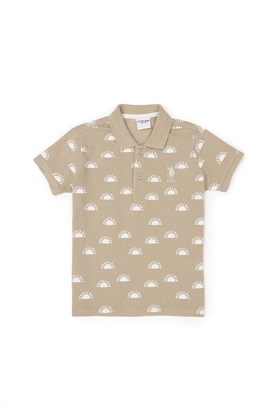 U.S. Polo Assn. Boy's Light Khaki Polo Neck T-Shirt 50281522 -Vr183