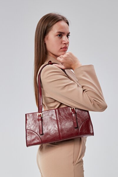 Çantacımstore Burgundy Mng Women's Shoulder Bag - Buckle