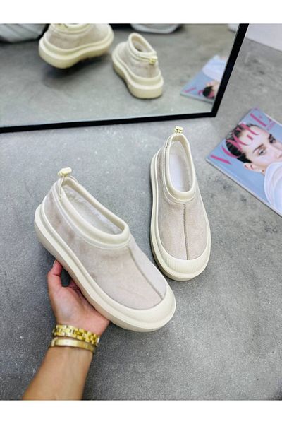 DUXAL SHOES Μπεζ Suede Paula Mini - Μποτάκια, Γυναικεία Παπούτσια με Γούνινη Επίπεδη Σόλα