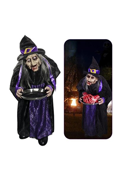Astaş Halloween Karşılama Cadı Tepsili Haraketli Pilli Sese Duyarlı 95cm