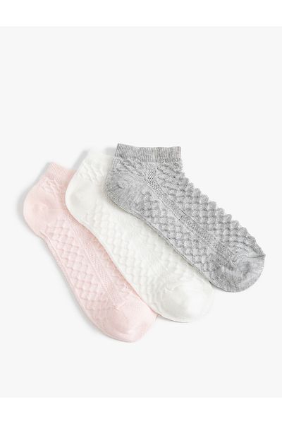 Koton Colorful Textured 3-Piece Booties Socks Set