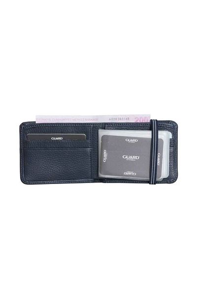 GUARD Navy Blue Genuine Leather Elastic Men's Sports Wallet - P794