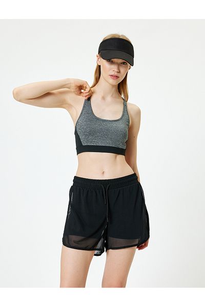 Koton U-Neck Slim Fit Sports Bra - Interlock with Covered Back Detail