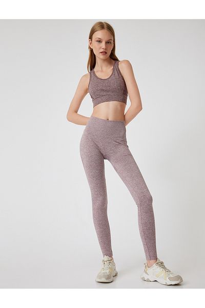 Koton Magas derekú tüll részletes varrat nélküli sport leggings - szürke vékony szabású
