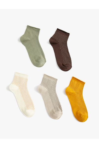 Koton Set de 5 șosete papuci cu buline multicolore