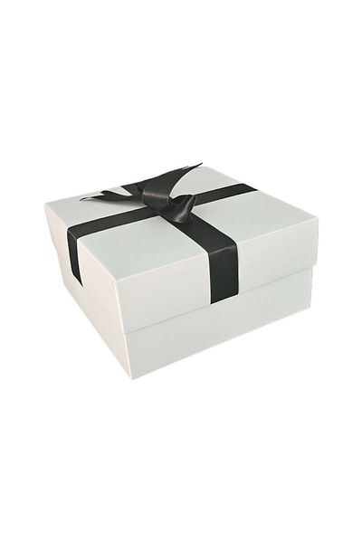 HEDİYEDİYE White Gift Box with Black Ribbon - Empty