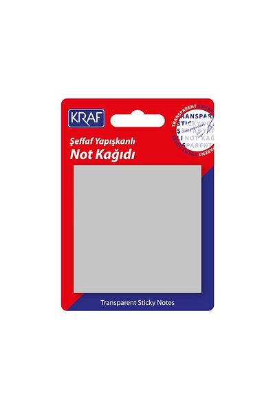 KRAF 7676tr - 50yp Transparent Gray Adhesive Note Paper, 76x76mm
