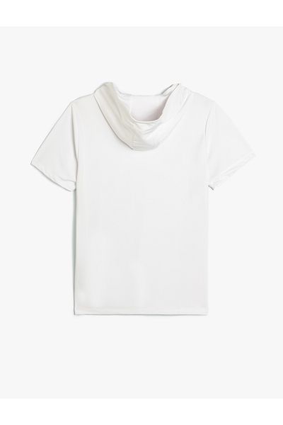 Koton Oversize Hooded Slogan Sports T-Shirt - Μισό μανίκι