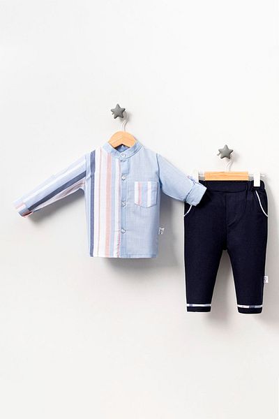 TRENDİMİZBİR Charismatic Baby Boy Buttoned Pocket Double Suit Navy Blue