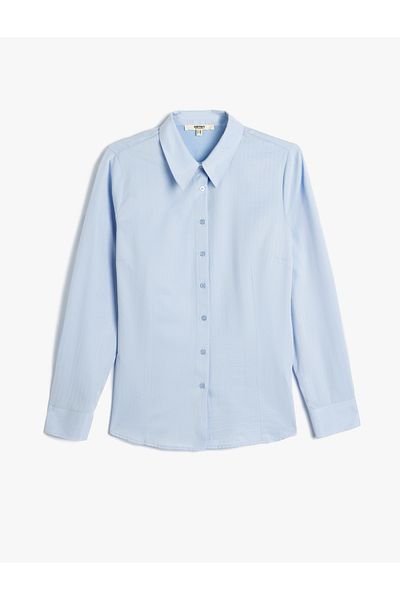Koton Cămașă din poplin cu mânecă lungă - Guler clasic, croială subțire