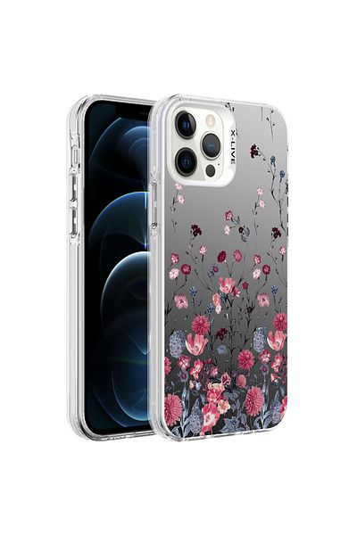 zore iPhone 12 Pro Max Compatible Patterned Zore Silver Hard Case-Flower