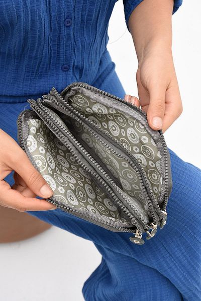 ms mixxstore Mini geantă de mână și de umăr din țesătură impermeabilă de culoare gri