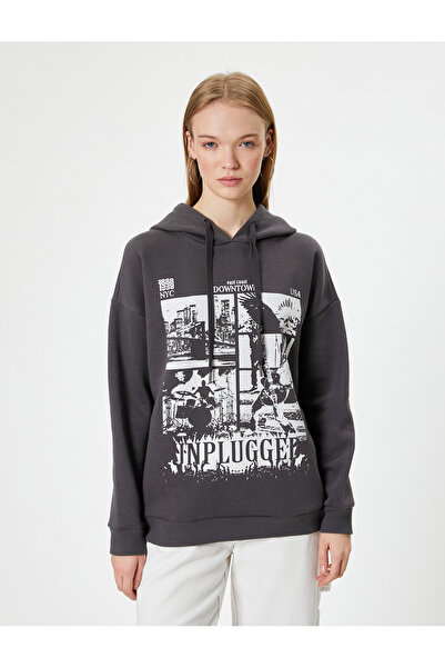 Koton Φούτερ Relax Fit Hooded - Σλόγκαν με στάμπα