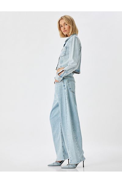 Koton Jeans mit hoher Taille und geknöpftem Bein – Ballon-Fit-Jeans