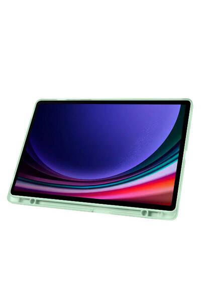 zore Galaxy Tab S9 Plus Case Compatible Zore Tri Folding Stand Case with Pen Compartment - Rose Gold