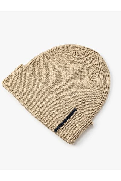 Koton Basic Knitted Beret with Fold Detail and Stripe Pattern