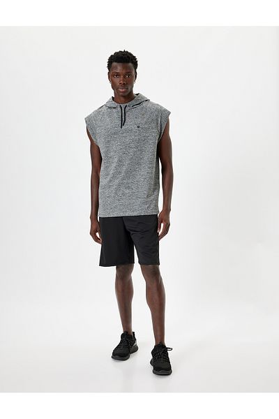Koton Geometric Printed Sports Shorts - Waist Lace-up and Pocket Detail