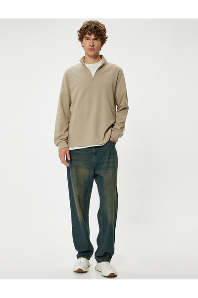 Koton Βαμβακερό μακρυμάνικο πουλόβερ Basic - με φερμουάρ