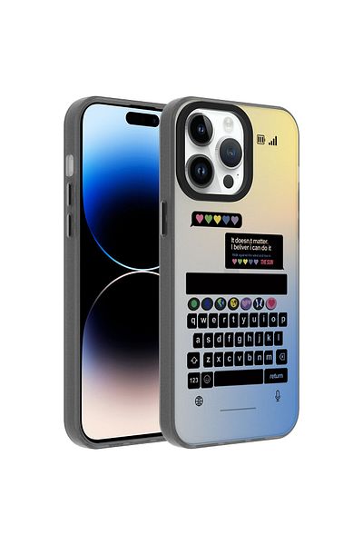 zore iPhone 14 Pro Compatible Patterned Zore Dragon Hard Case-Keyboard