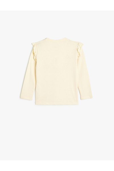 Koton Cotton Long Sleeve T-Shirt - Ballerina Printed, Crew Neck