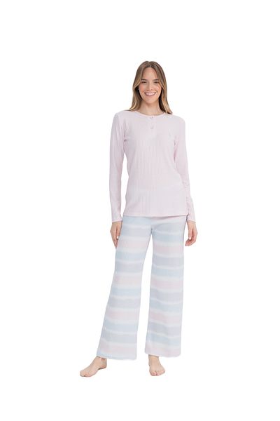 U.S. Polo Assn. Us Polo Assn. Women's Pajama Set - Placket Collar, Wide Leg 11025K.Z.1Et.7.A.G.R.0.O.P9.6.023Kmlke