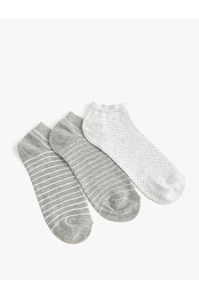 Koton Set of 3 Striped Booties Socks - Multicolored