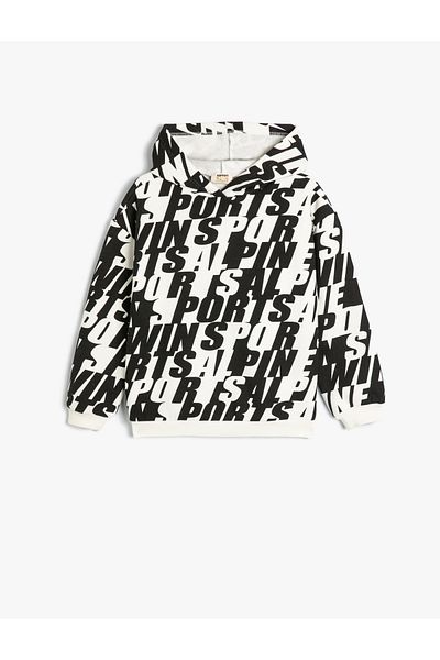 Koton Patterned Long Sleeve Hooded Sweatshirt