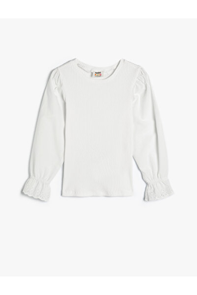 Koton Long Sleeve Round Neck Cuffs Elastic Cotton Basic T-Shirt