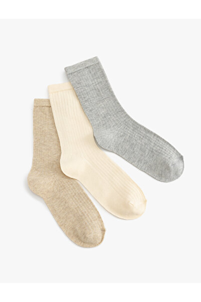 Koton 3-Piece Basic Socks Set - Multicolored Textured