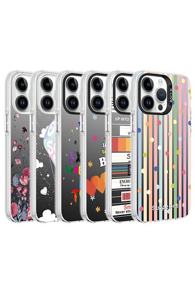 zore iPhone 14 Pro Max Compatible Patterned Zore Silver Hard Case-Dots